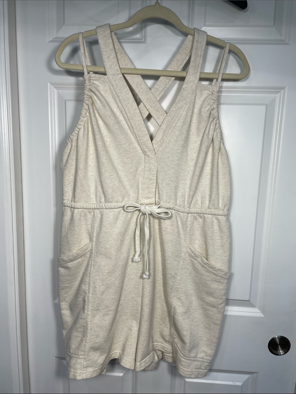 Daily Practice Anthropologie The Playa Del Amore Romper Large Terry Cloth Beige